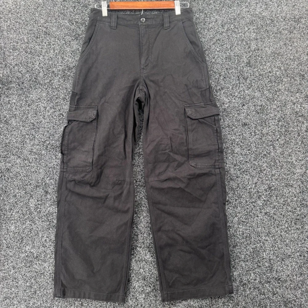 TNA Aritzia Black Cotton Wide Leg Cargo Pants Size 4 100729 SP23 Utility